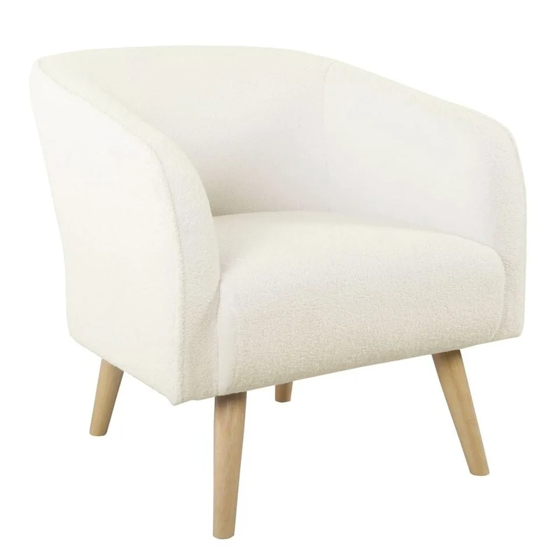 HomePop Sherpa Accent Chair with Wood Legs - Cream