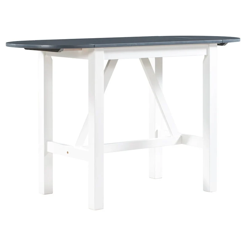 White 3-Piece Wooden Counter Height Dining Table Set with Drop Leaf Table & 2 Chairs