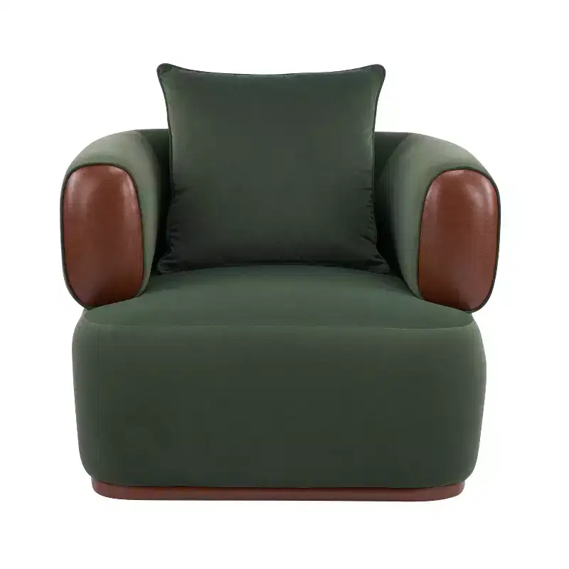 Christopher Knight Home Katia Modern Velvet Faux Leather Arm Chair with Pillow
