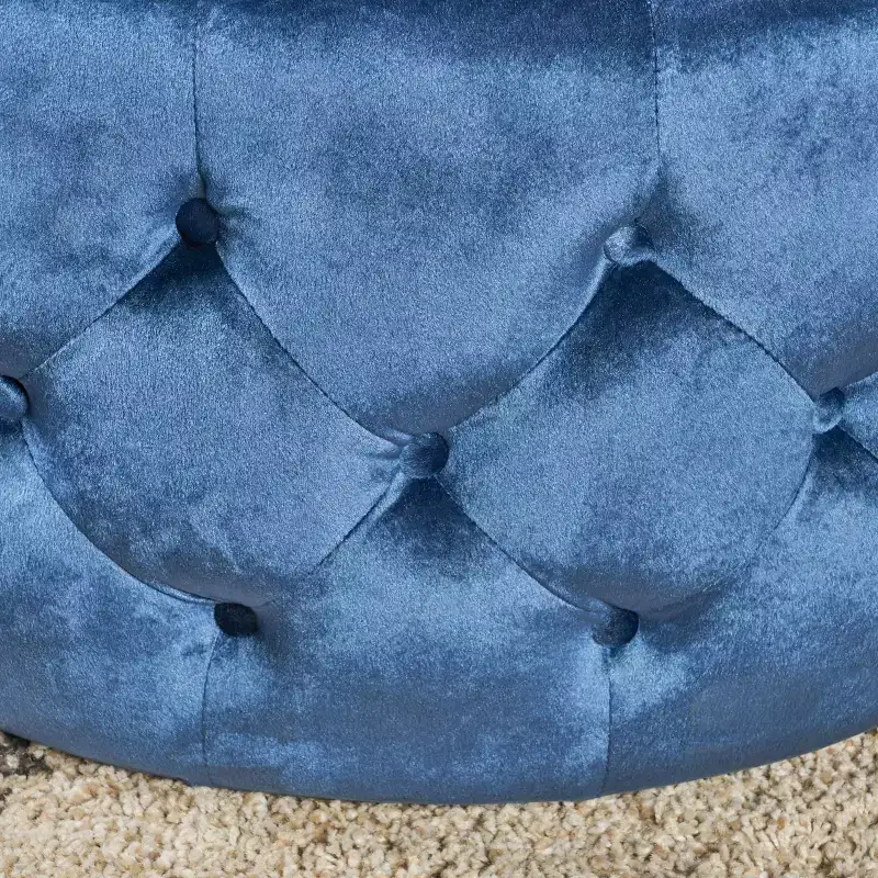 Chana Glam Coffee Table Ottoman Blue - Christopher Knight Home: Velvet, Tempered Glass, Luxury Living Room Furniture
