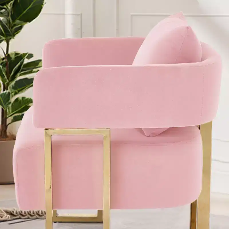 Set of 2 Modern Upholstered Accent Chairs with Gold Square Metal Legs & Foam Cushion, 26