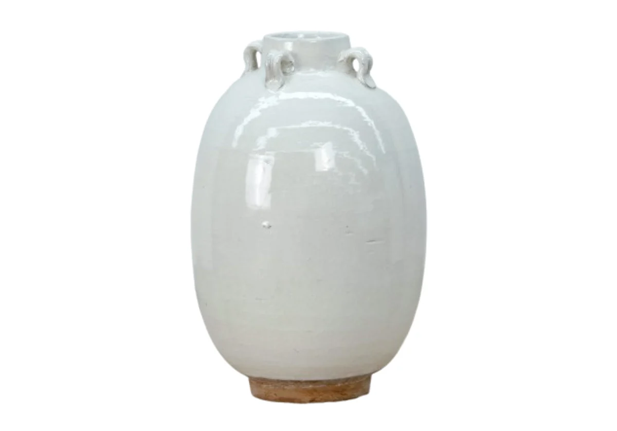 Minimalist Ceramic Planter with Four-Handle Elongated Design for Entryway & Living Room