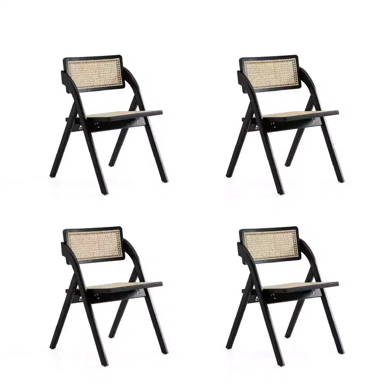 Cane Folding Dining Chair Black/Natural - Ash Frame, No Assembly Required