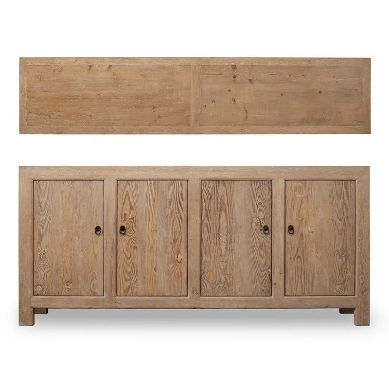 Capri Sideboard With 4 Doors, Weathered Pinewood 86.6x18.9x39.8H