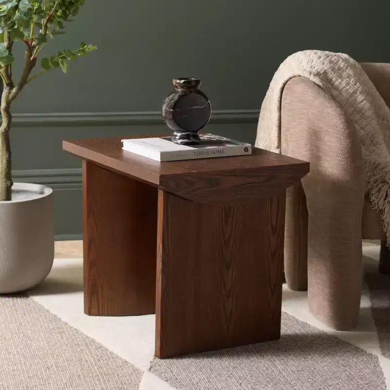 Walnut Brown End Table with Wood Legs – 20