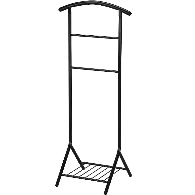 Kings Brand Furniture - Amos Black Metal Wardrobe Suit Valet Stand Organizer, Clothes Rack, Contour Hanger, Trouser Shoe Rack