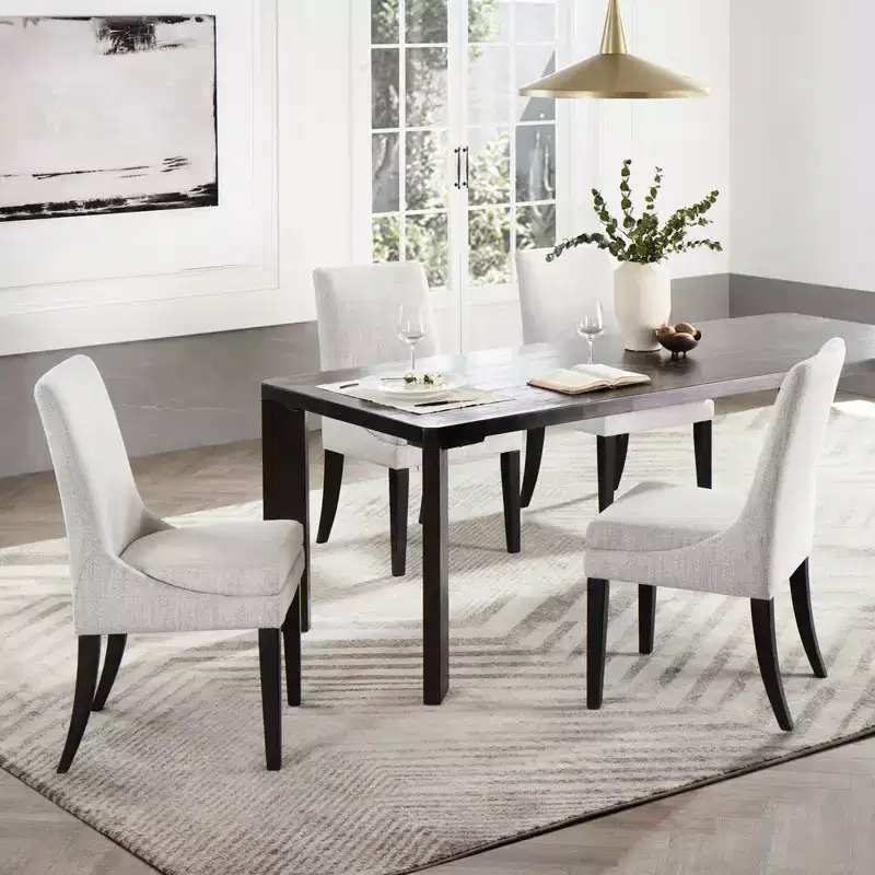 Spruce&Spring Upholstered Dining Chair with Double-layed Seat Cushion and Wood Legs