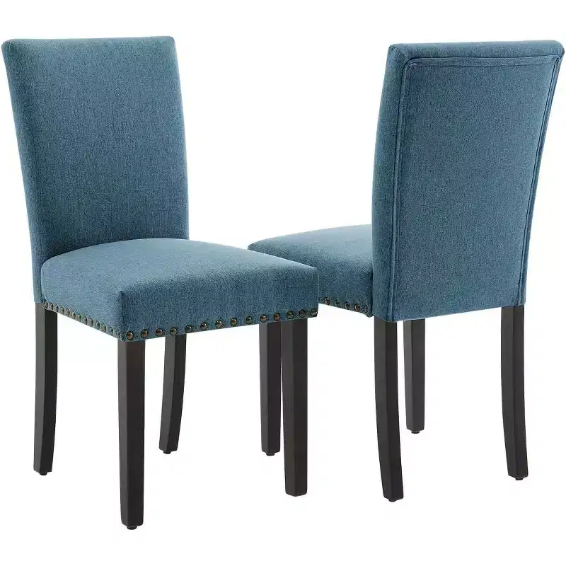 Upholstered Dining Chairs Set of 2  Ergonomic High-Back Fabric Parsons Chairs w/ Nailhead Trim for Kitchen/Dining Room/Hotel