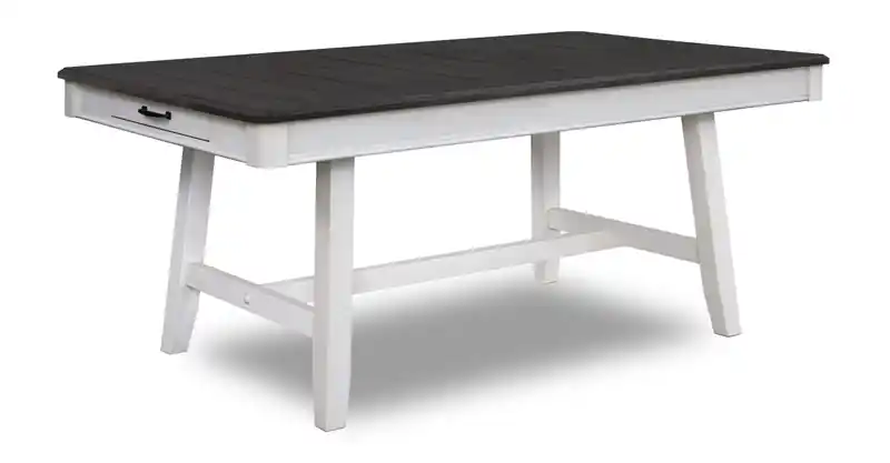 7pc Dining Table Set with Table & 6 Chairs, Storage Drawers, Trestle Base, 70W - White/Grey