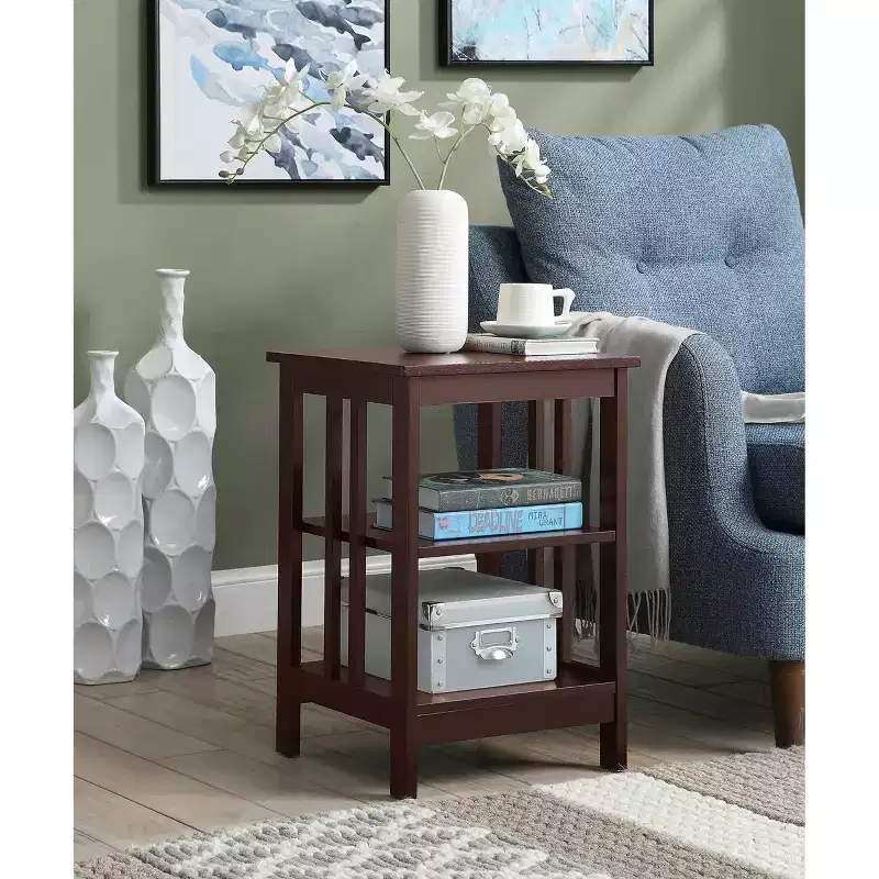 HomeStock Belmont End Table with Spacious Surface and Multiple Shelves, Functional Storage Accent Table for Books, Dcor, and Daily Living Use
