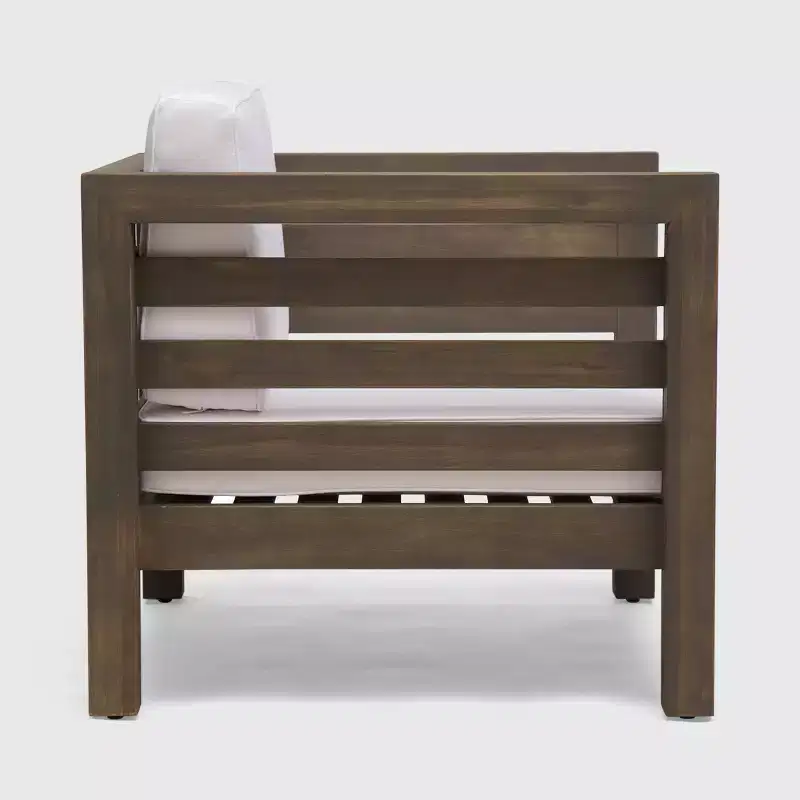 Oana 2pk Acacia Wood Club Chairs - Gray/White - Christopher Knight Home