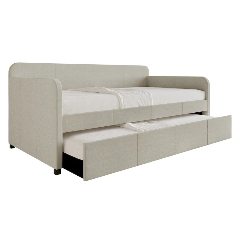 Minimalist Twin Size Upholstered Daybed With Trundle