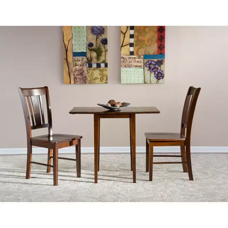International Concepts Small Dual Drop Leaf Dining Table with 2 San Remo Splat