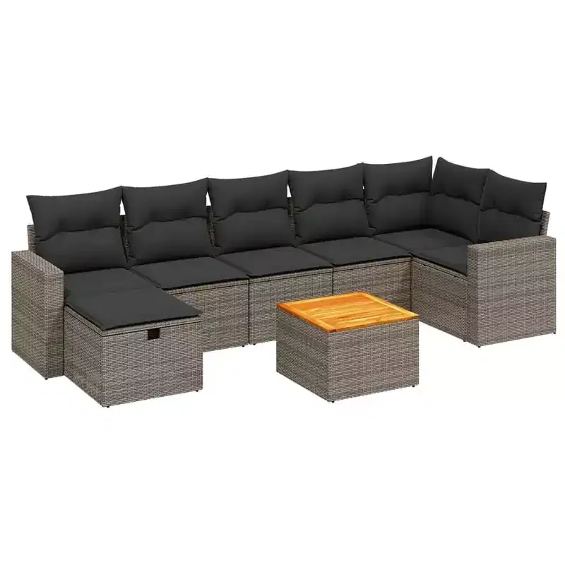 vidaXL 8 Piece Patio Sofa Set with Cushions, Poly Rattan Outdoor Sectional, Modular Design
