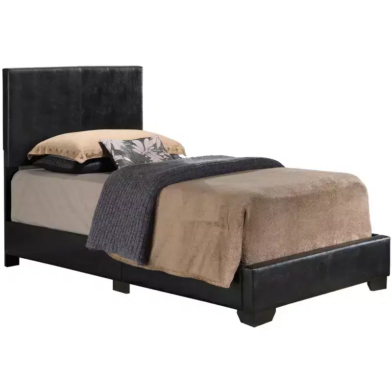 Upholstered Twin Panel Bed | Faux Leather | 175 lb Capacity | Box Spring Required