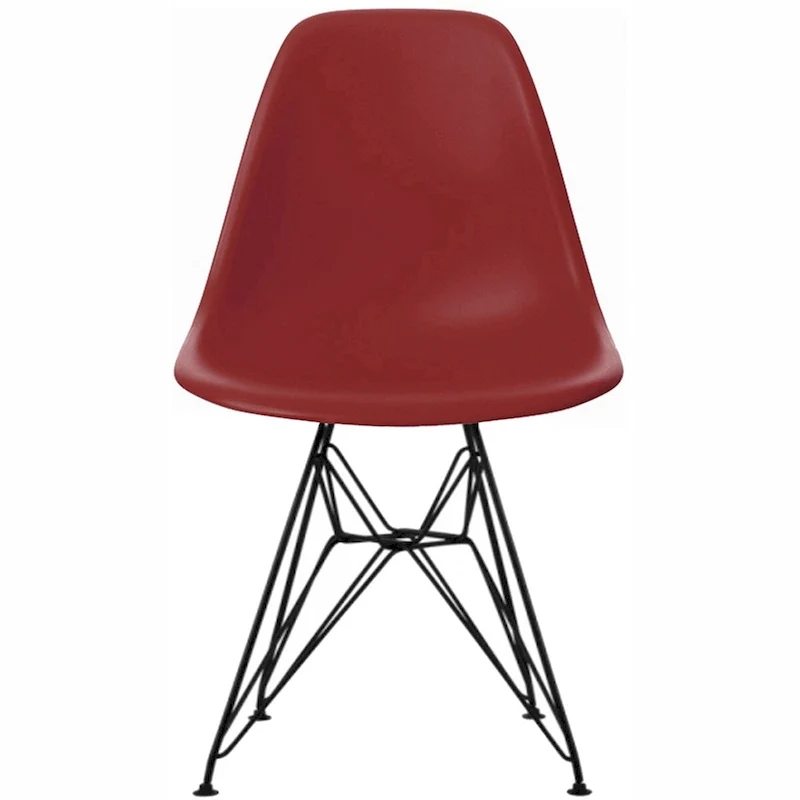 Modern Plastic Accent Designer Side Dining Matte Chair With Dark Black Wire Chrome Legs Base
