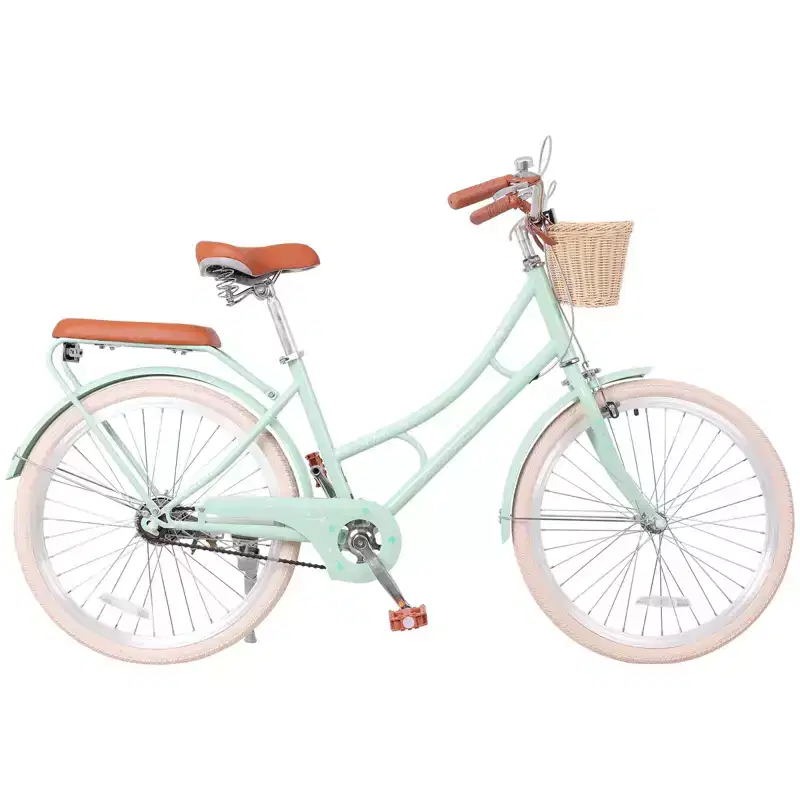 NAYSAYE Women Beach Cruiser Bike with Front Basket & Sturdy Frame for Comfortable Outdoor City Commuting, Green, 63.98*24.53*38.82
