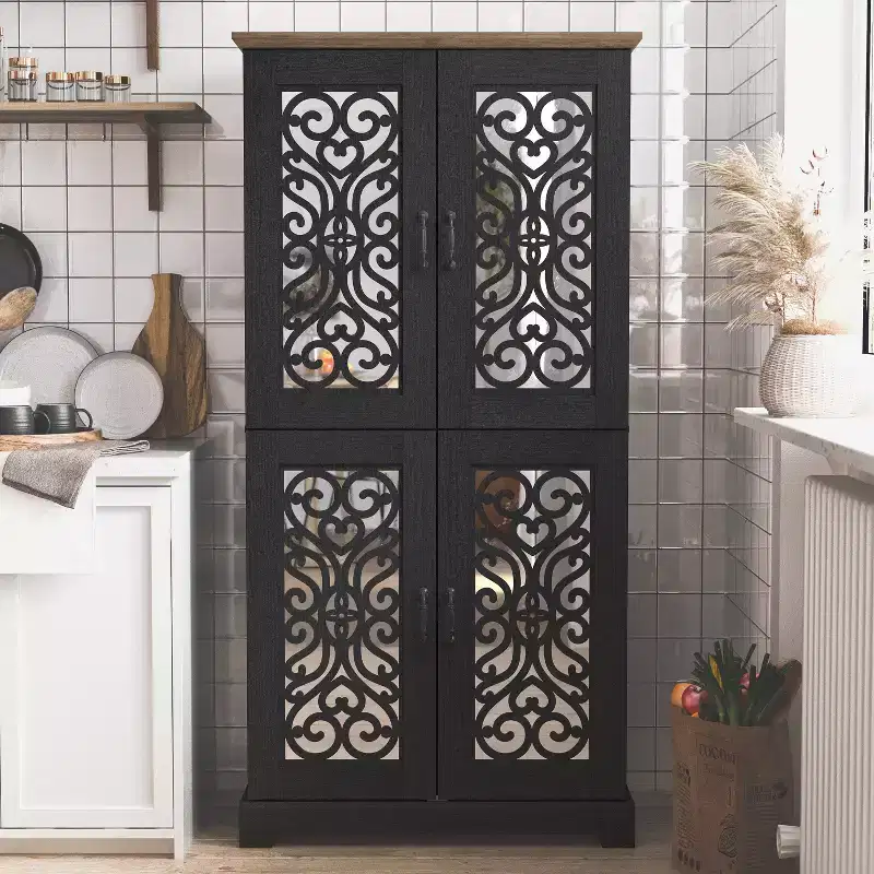 Galano 4-Door Kitchen Pantry with Adjustable Shelves, 31.4 W x 15.7 D x 63.6 H