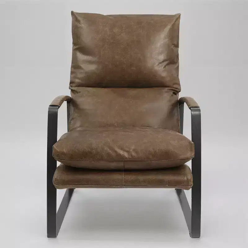 Comfortable and Luxury Genuine Leather Accent Lounge Chair