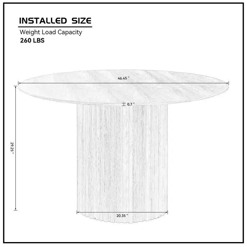 JVNOXK 46.45 Mid-Century Modern Round MDF Dining Table, Black
