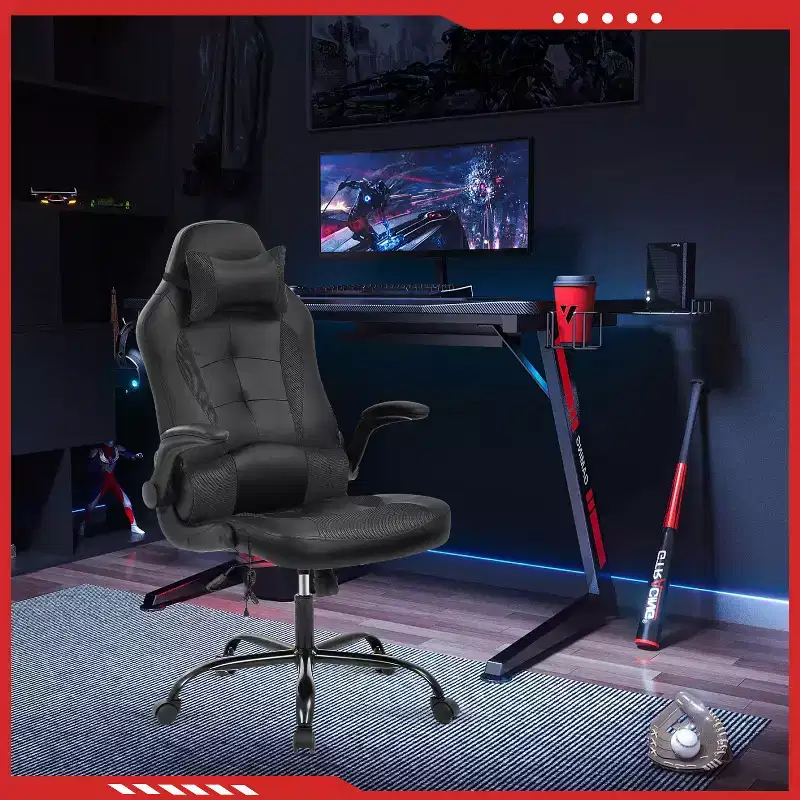 FDW Gaming Chair Office Chair with Lumbar Support PU Leather Video Game Chairs for Adults