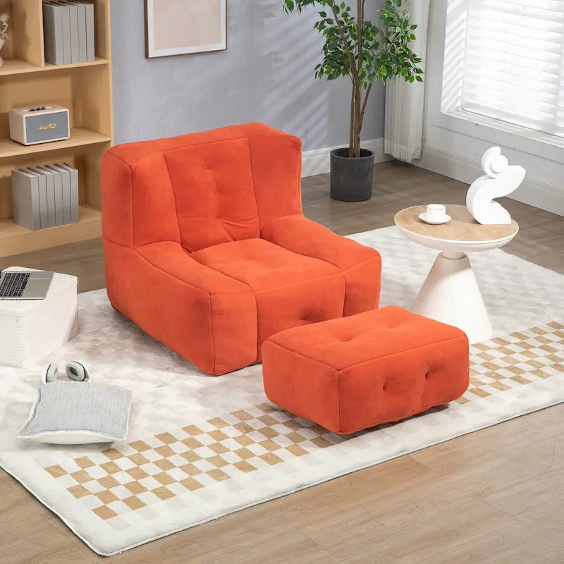 Velvet Bean Bag Sofa Chair, Single Seat, Multiple Colors
