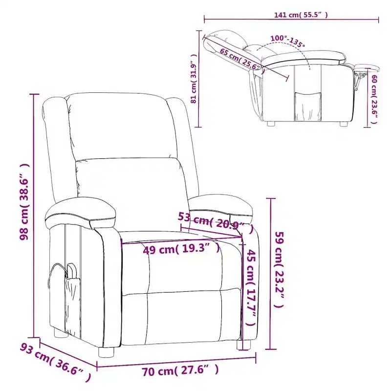 vidaXL Massage Chair Cream Polyester fabric and metal Medium