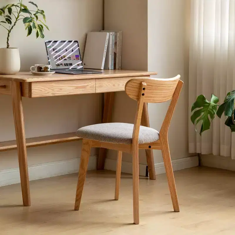 Modern Dining Chairs with Padded Seat, Solid Wood Kitchen Chairs, Armless Accent Chairs for Dining Room or Living Room