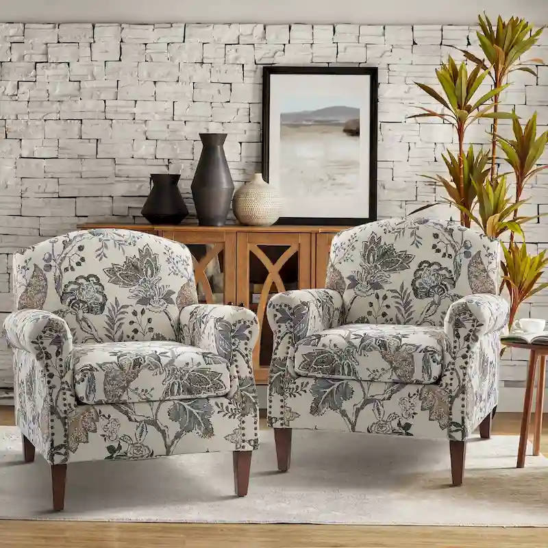 Giampiero Living Room Armchair with Nailhead Trims Set of 2 by HULALA HOME