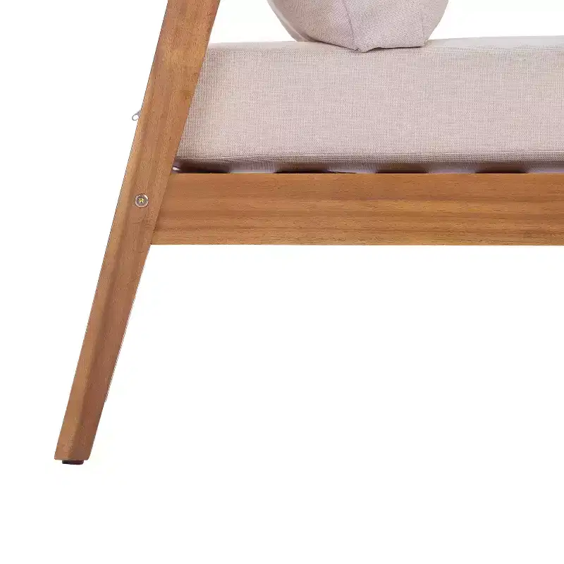 Christopher Knight Home Marine Farmhouse Acacia Wood Upholstered Patio Lounge Chair with Cushion