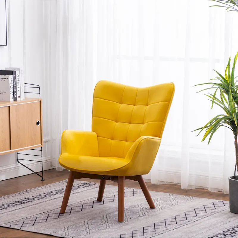 Carson Carrington Aasen Silky Velvet Tufted Accent Chair with Ottoman