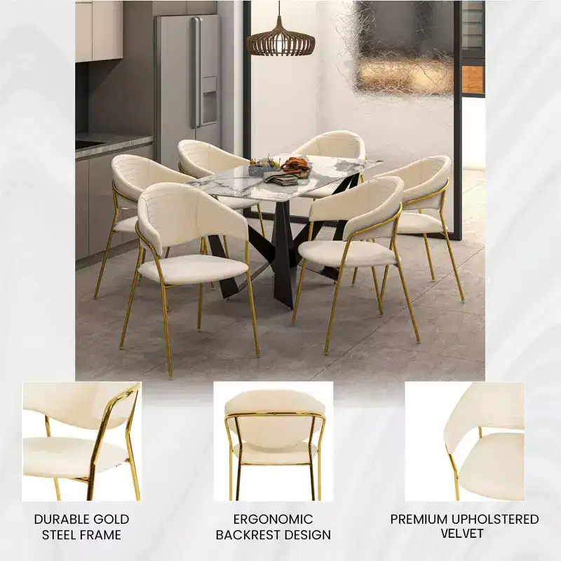 Upholstered Dining Chair Set of 2 Velvet Camelback Stainless Steel Legs 330 lbs