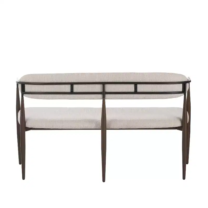 Christopher Knight Home Piper Modern Iron Frame Upholstered 55 Loveseat with Open Curved Back Coffee/Black