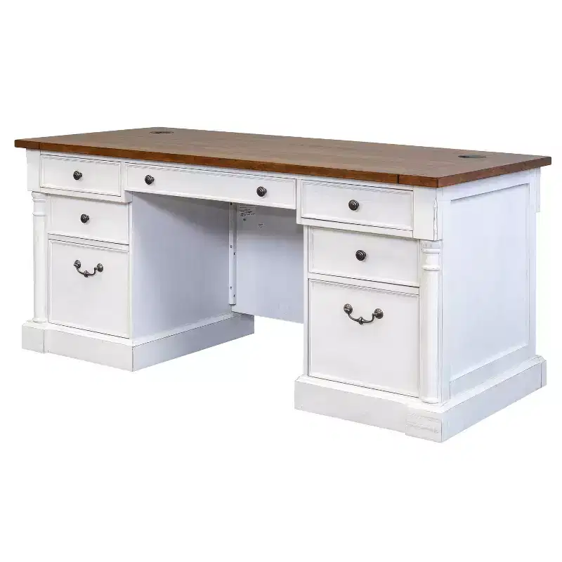 66" Durham Double Pedestal Executive Desk White - Martin Furniture