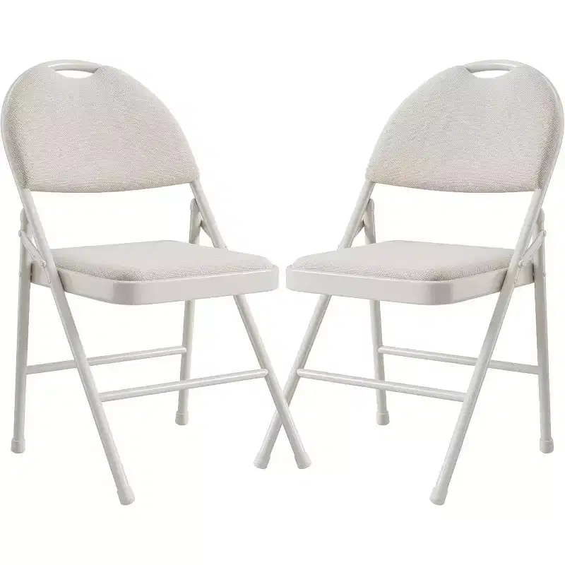 4 Pack Fabric Padded Folding Chairs, Metal Foldable Chairs with Padded Back, 350 lbs Capacity, for Indoor Outdoor Events, Commercial Use