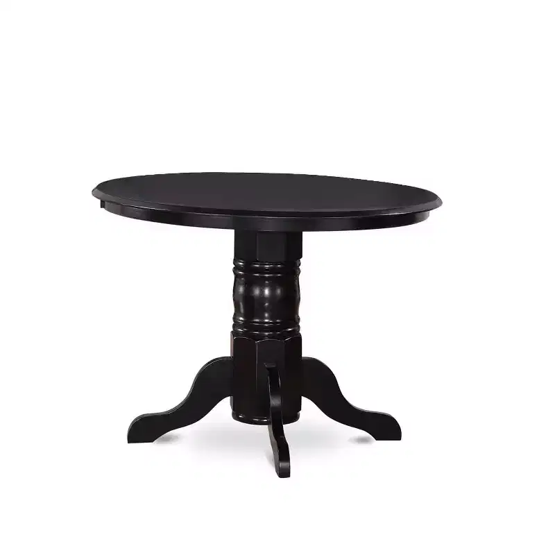 HomeStock 5-Piece Black Finish Solid Wood Top Dining table with 4 Chairs