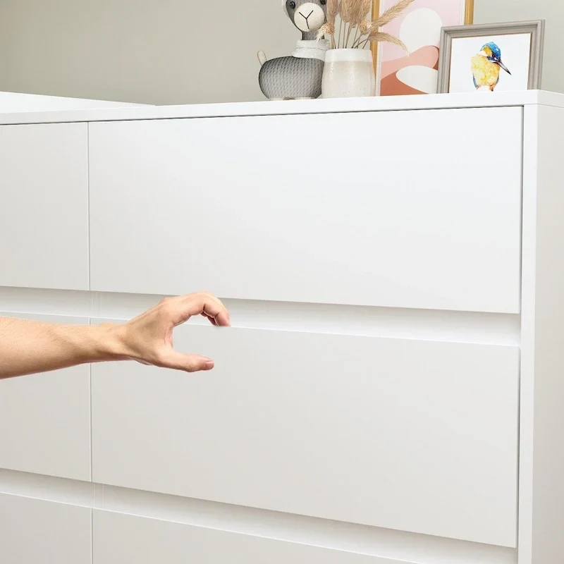 32.7H Rotating Dresser and Desk 6 Drawer Dresser Makeup Vanity White/Black