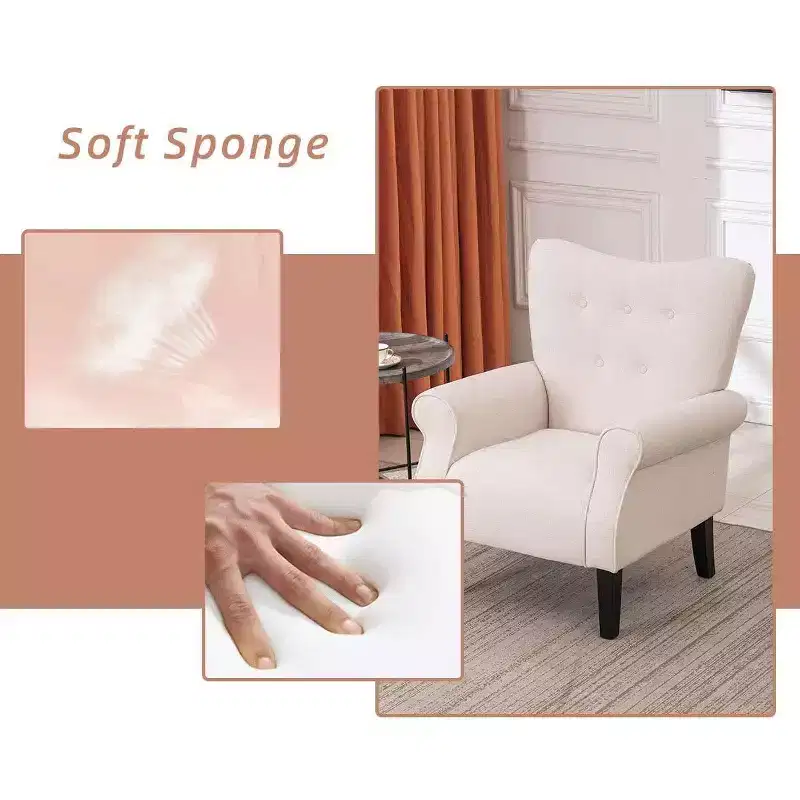 Erommy Mid Century Velvet Tufted Armchair, High Back Accent Chair