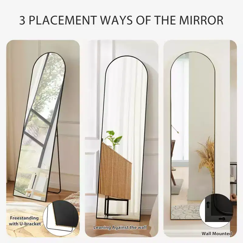 56x15 Inch Rectangle Full Length Mirror, Floor Standing Full Body Mirror