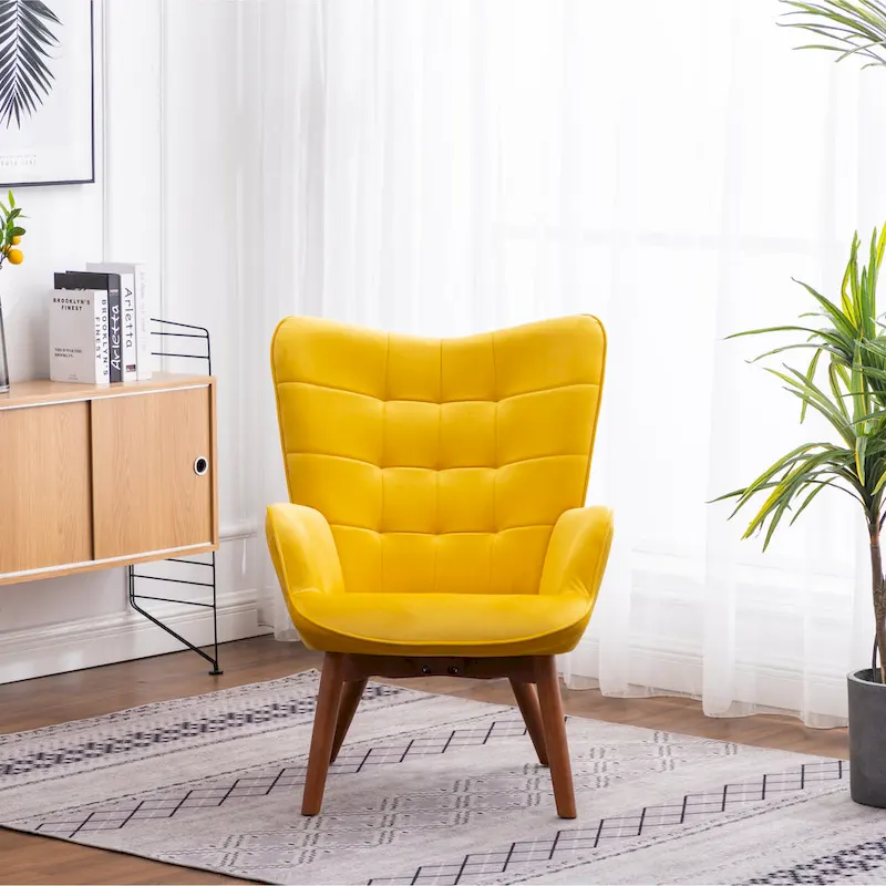Carson Carrington Aasen Silky Velvet Tufted Accent Chair with Ottoman