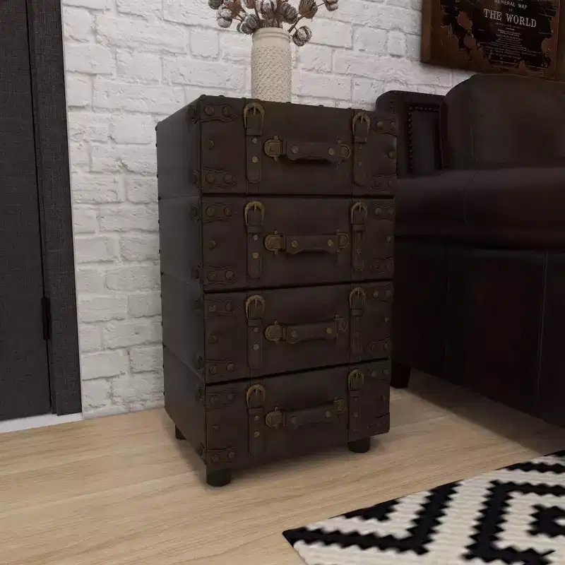Wood Stacked Side Chest Dark Java - Olivia & May: Rubberwood Frame, No Assembly Required, 4-Drawer Dresser