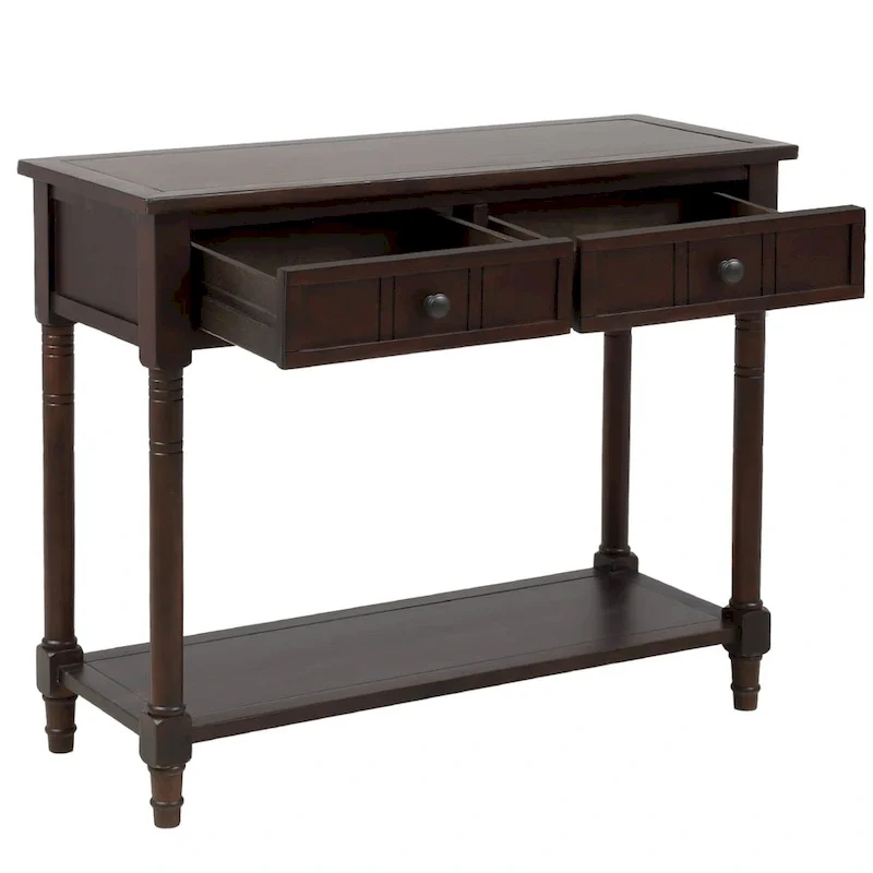 Modern Console Table with Two Drawers and Bottom Shelf