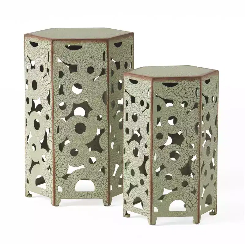 Green Iron Cylinder Side Table for 1