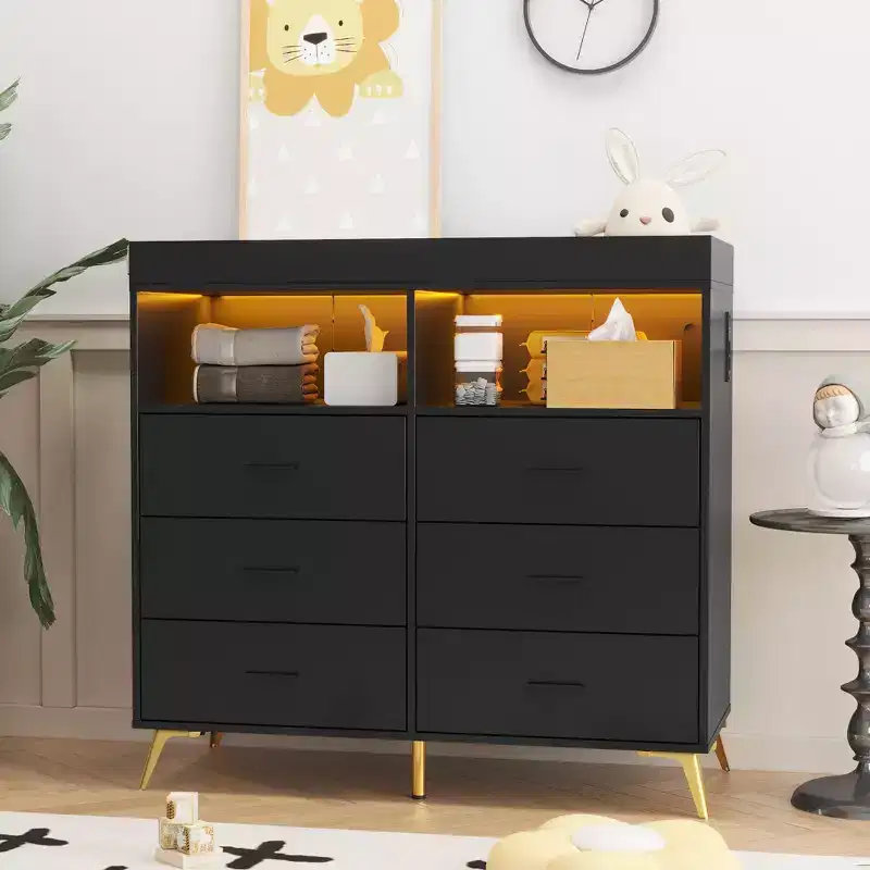 Baby Changing Table Dresser with Drawers, Baby Changing Station with Changing Table Top, Baby Dresser for Newborns Infants