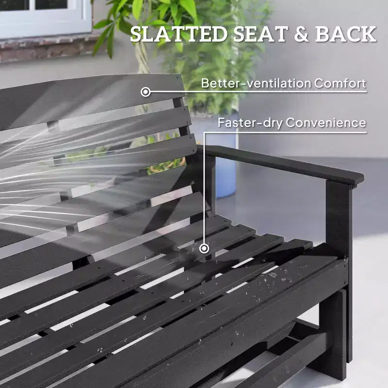Patio Glider Bench w/ HDPE Slatted Double Rocking Chair