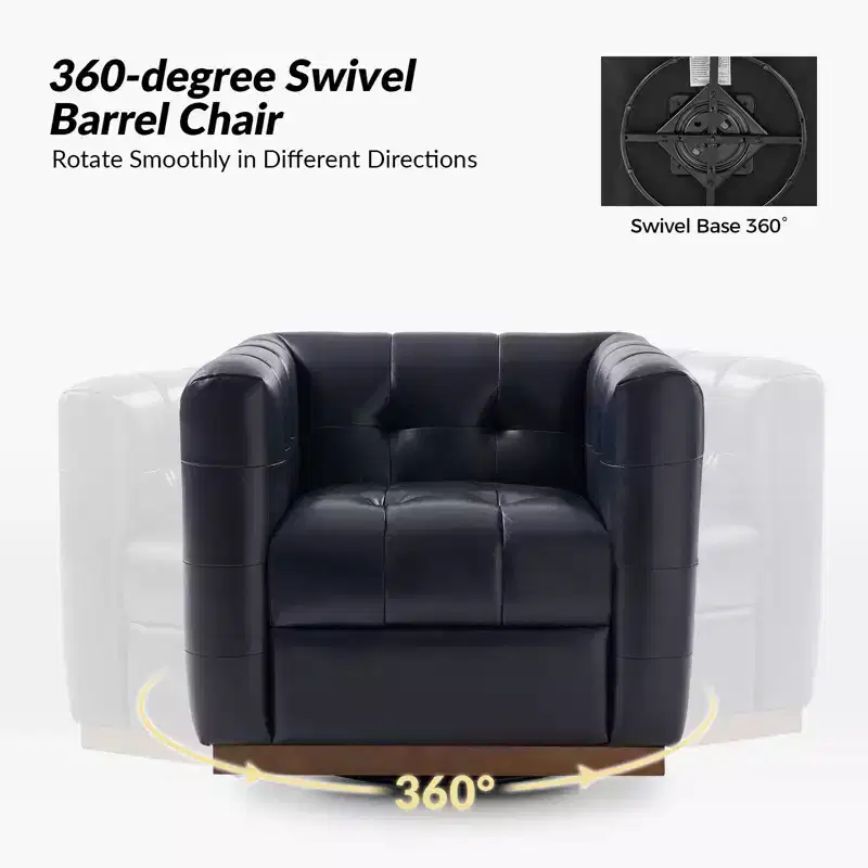 Frankie Modern Genuine Leather Swivel Club Chair| HULALA HOME
