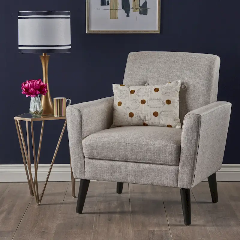 31.1 Upholstered Button Tufted Club Chair with Rubber Legs