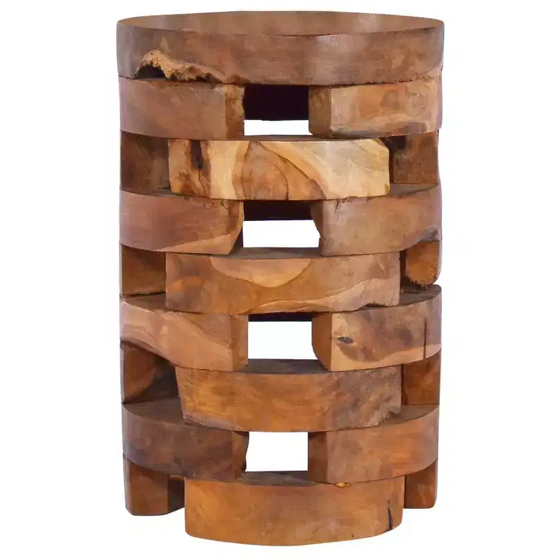 Bedside Cabinet, Solid Teak Wood, Handmade Natural Finish