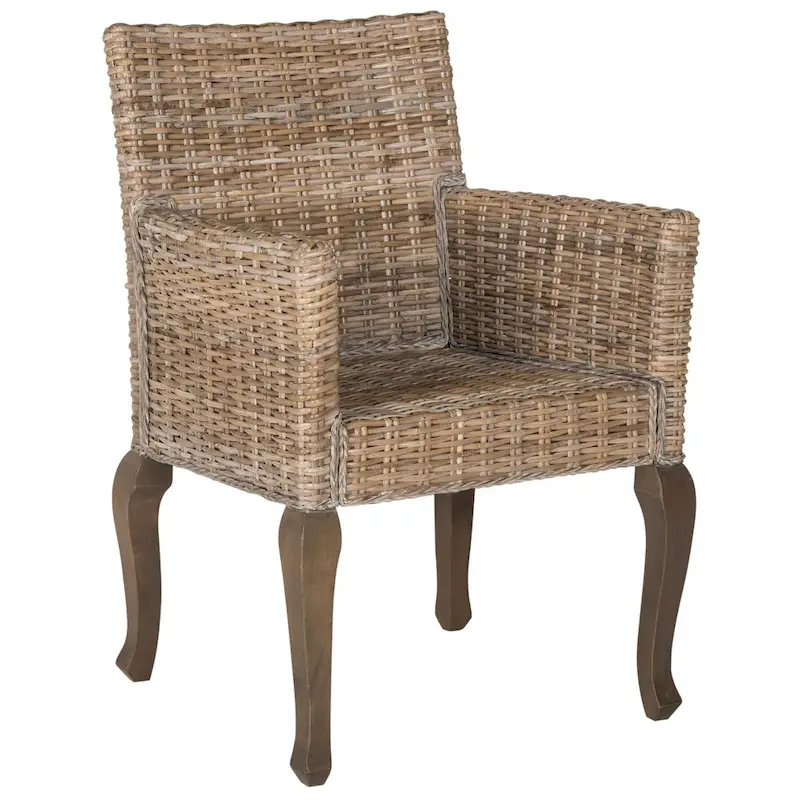 Rattan Woven Dining Chair with Arms, Set of 2