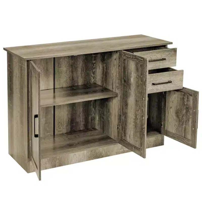 Costway Buffet Storage Cabinet Console Table Kitchen Sideboard Drawer Grey